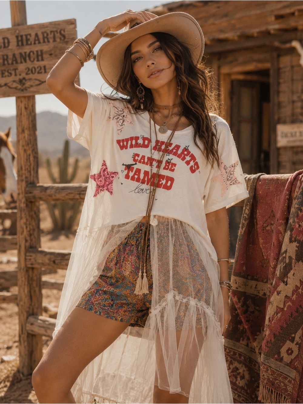 Tricia Fix White Sheer Graphic Short Sleeve Tee mesh